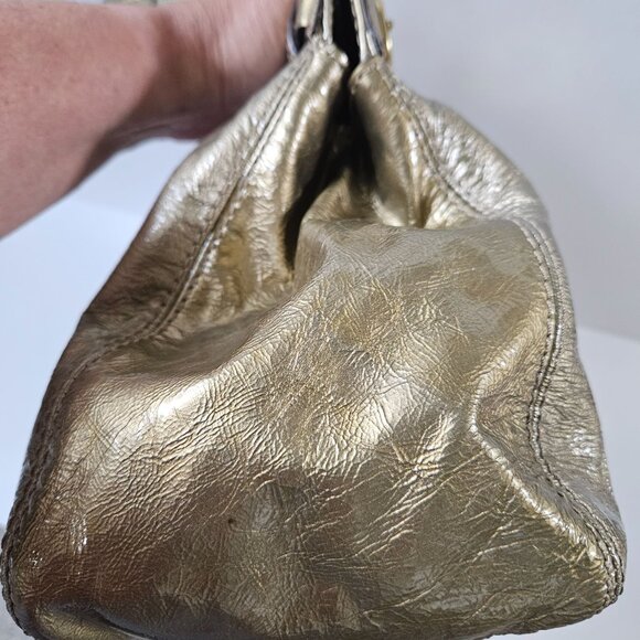 Coach Purse Garnet Gold Patent Leather Turnlock Satchel 13915 - Picture 8 of 16